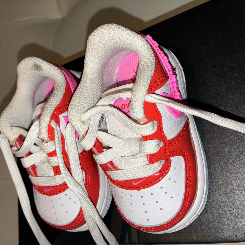 Nike Kids White, Red, and Pink Sneakers